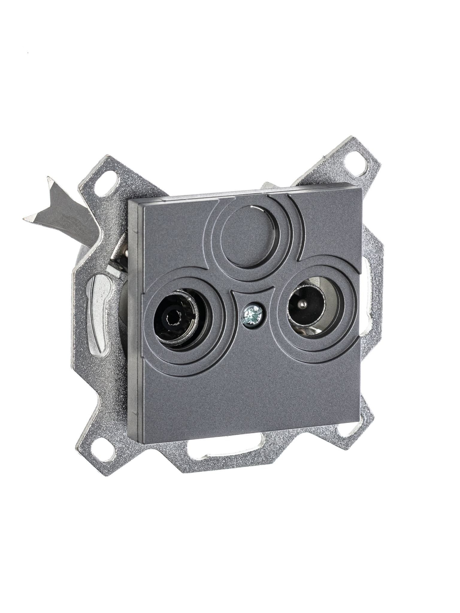 ABB EPJ Levit сталь / дымчатый чёрный Розетка TV-R, проходная, 7дБ, сталь 2CHH083607A6069 — миниатюра 2