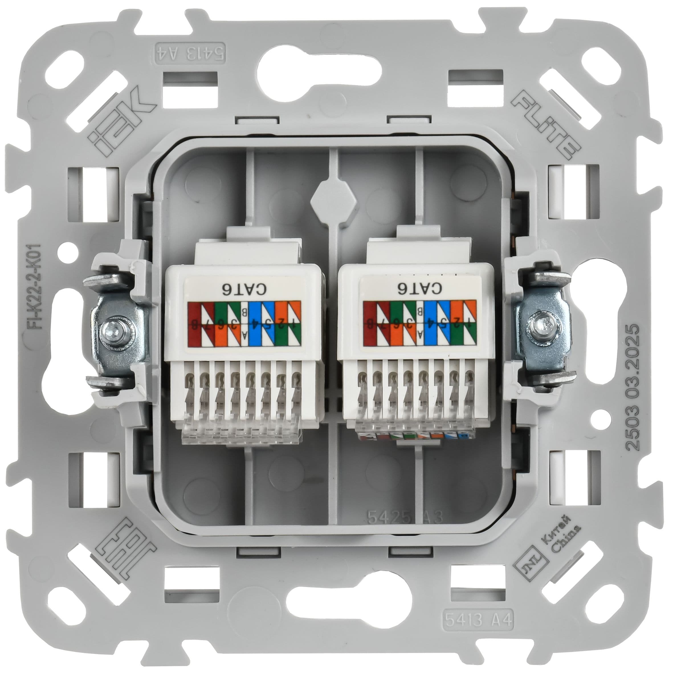 IEK FLITE Белый Розетка 2-местная компьютерная RJ45 категория 6 UTP — миниатюра 3