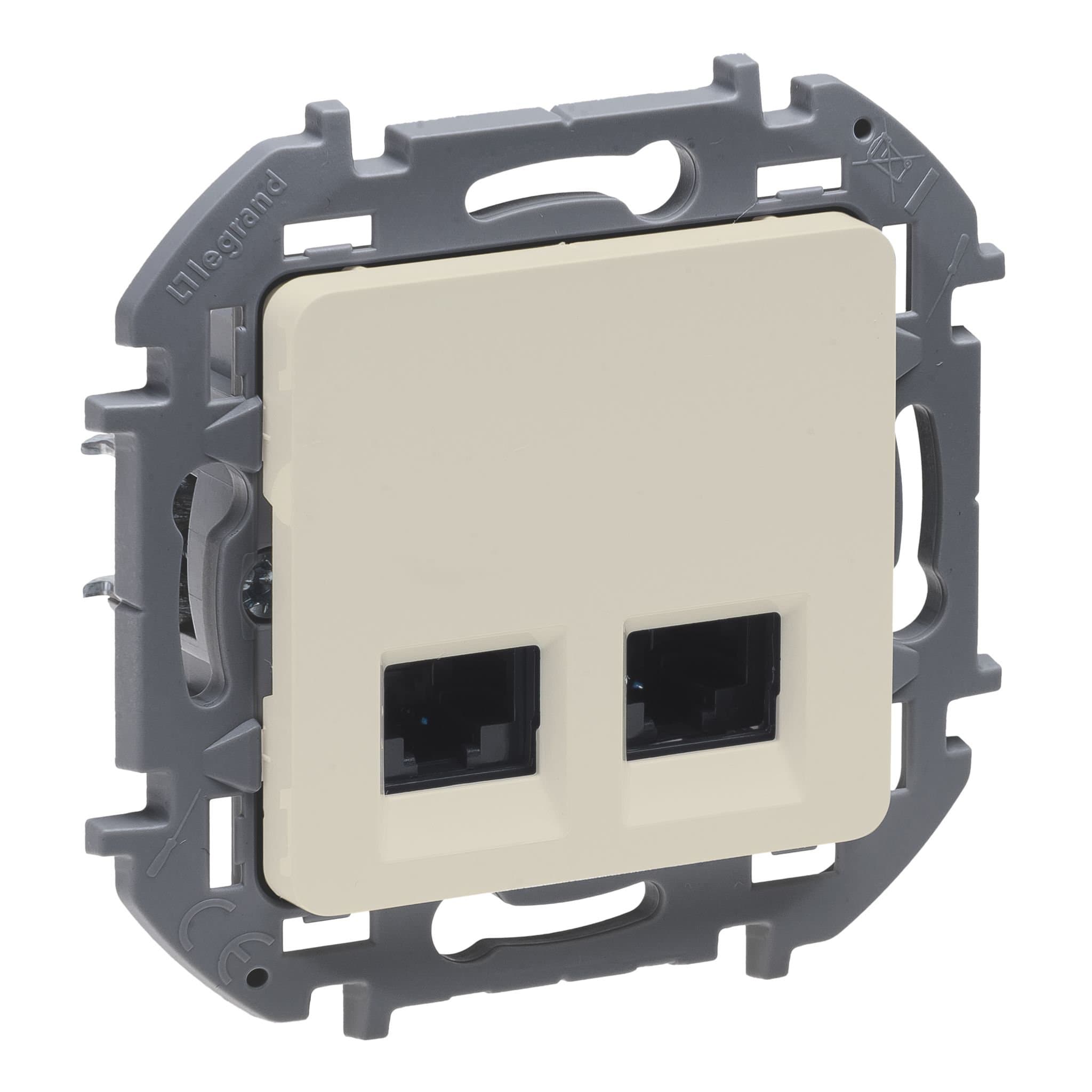 Legrand INSPIRIA Слоновая кость Двойная розетка RJ 45 - категория 6 - UTP 673841 — миниатюра 2