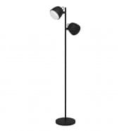 Eglo 390048 Торшер UPANEMA, 2x28W, E27, H1620, основание: Ø280, сталь, черный/стекло, белый