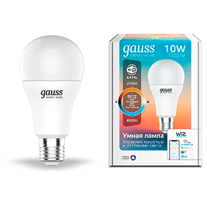 Gauss Лампа Smart Home A60 10W 1055lm 2700-6500К E27 изм.цвет.темп.+диммирование LED 1080112 — миниатюра 1