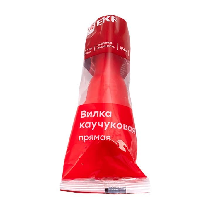 EKF PROxima Вилка красная каучуковая прямая 230В 2P+PE 16A IP44 PRO — миниатюра 4