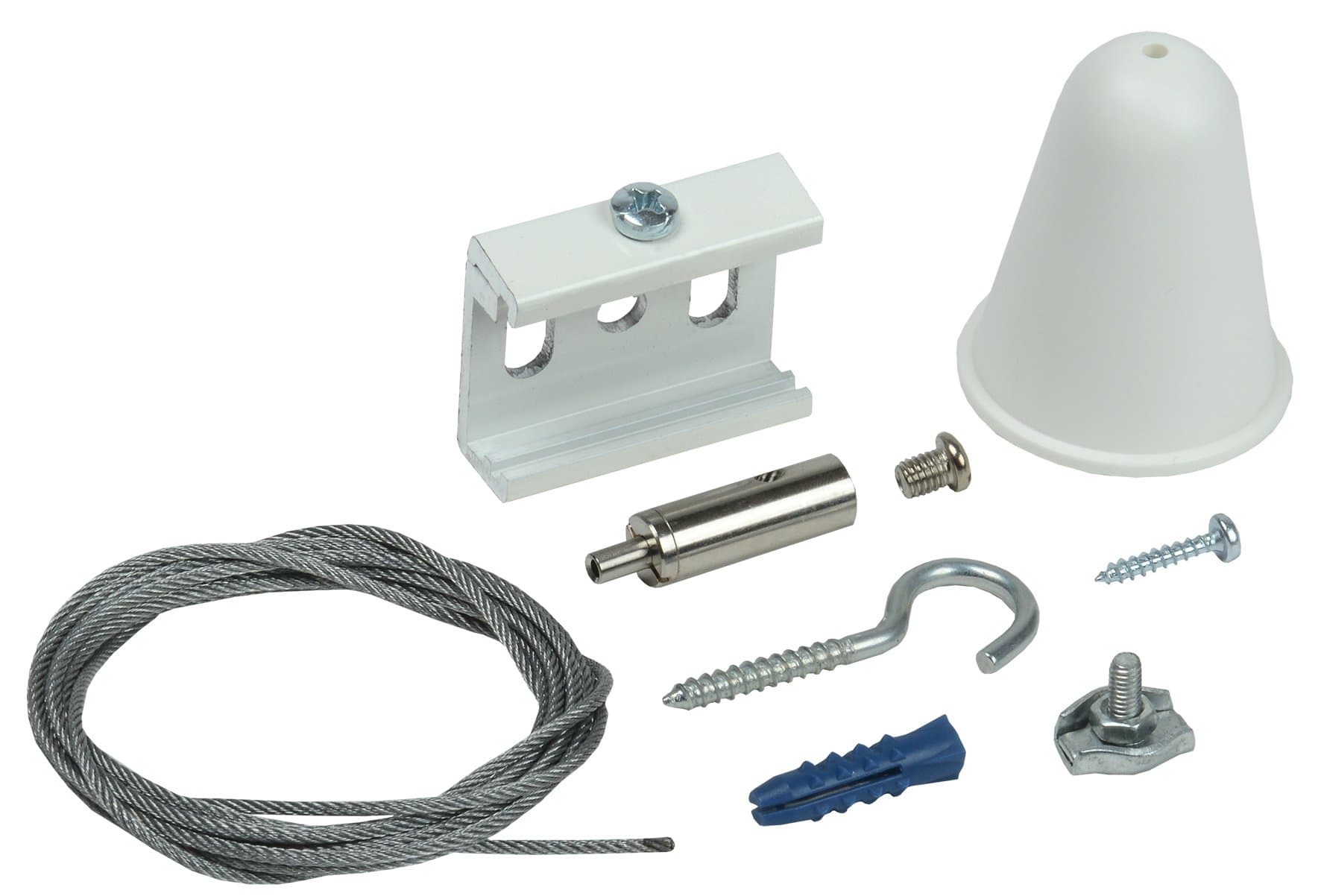 IEK LIGHTING PRO Комплект подвеса для шинопровода с тросом 1,5м белый LPK0D-KPT-D15-K01