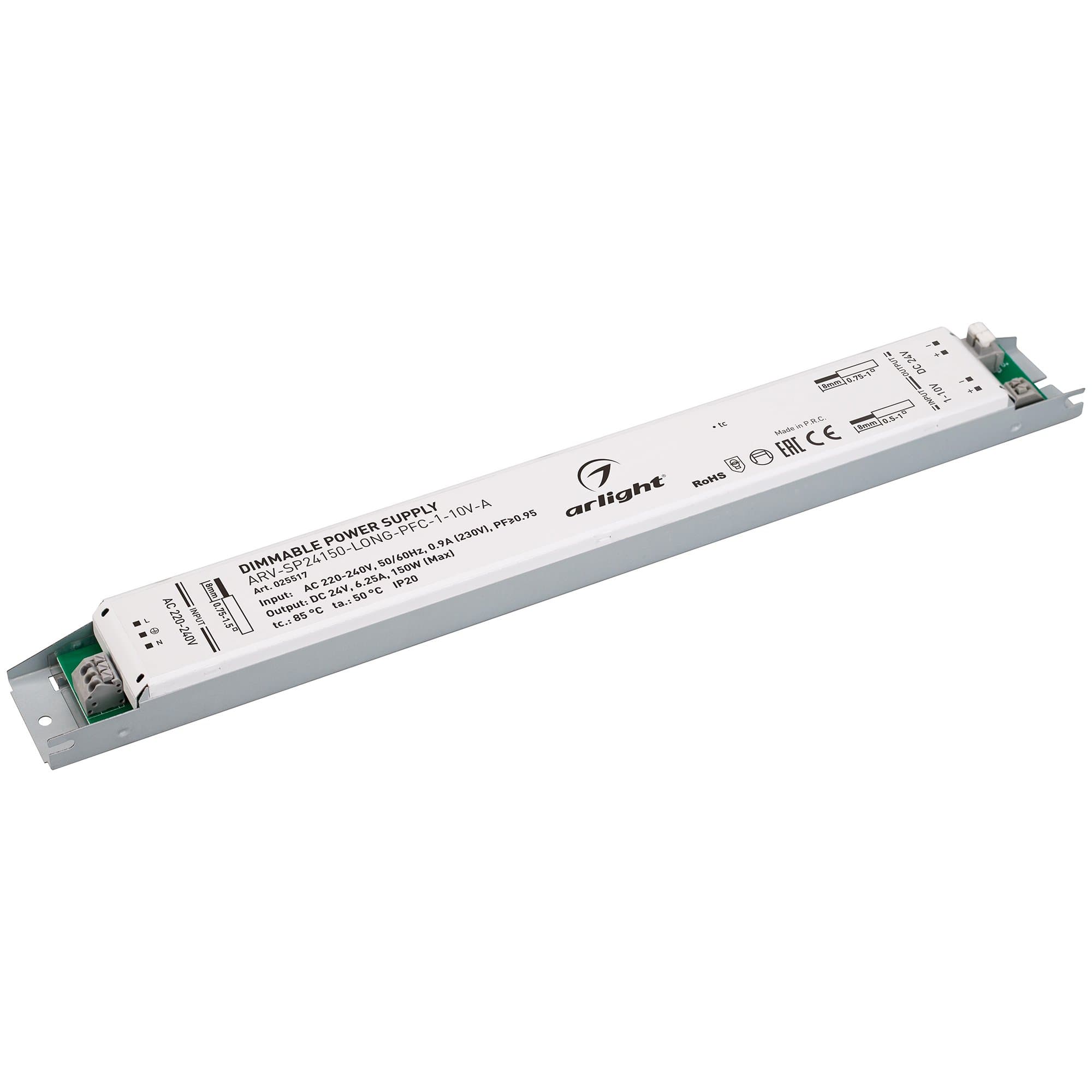 Arlight Блок питания ARV-SP24150-LONG-PFC-1-10V-A (24V, 6.25A, 150W) (IP20 Металл, 5 лет) 025517 — миниатюра 1