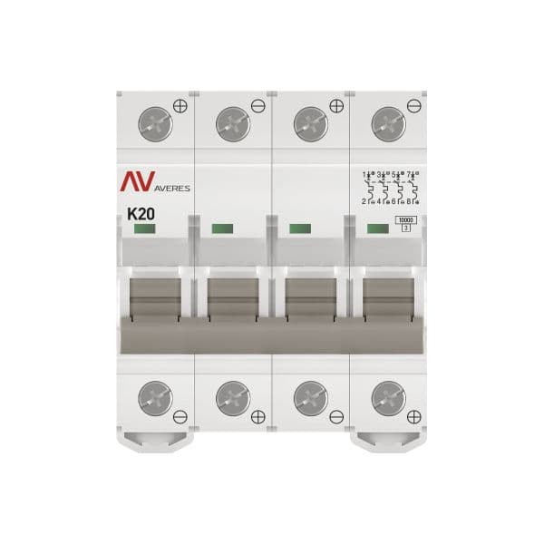 EKF Выключатель автоматический AV-10 DC 4P 20A (K) 10kA AVERES — миниатюра 3