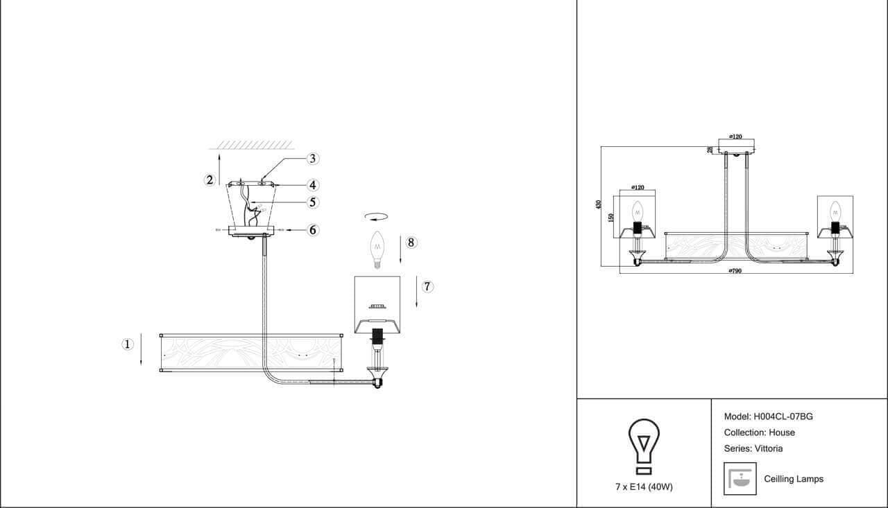 Maytoni House Vittoria Кремовый с Золотом Люстра E14 40W H004CL-07BG — миниатюра 5