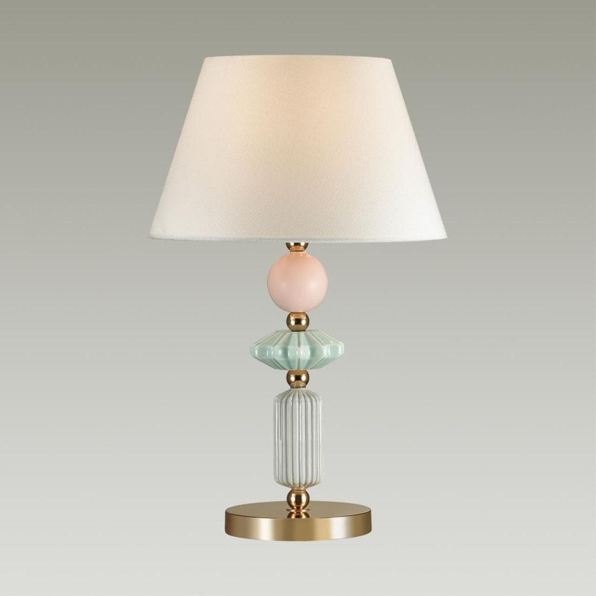 Odeon Light 4861/1TB CLASSIC ODL_EX22 41 золотой/раноцветн.керамика/абажур Настольная лампа E27 1*60W 4861/1TB CANDY — миниатюра 4