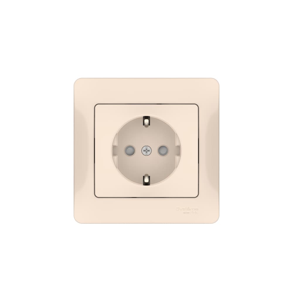 Systeme Electric Glossa Бежевый Розетка с заземлением со шторками, 16А, в сборе, быстрозажим. клем. — миниатюра 4