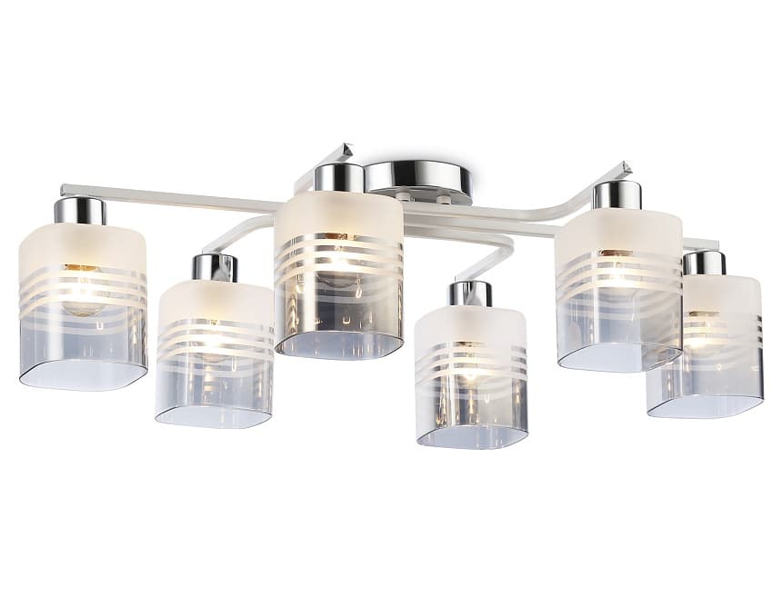 Ambrella Светильник потолочный TR303207/6 WH/CH/SM/FR белый/хром/дымчатый/белый матовый E27*6 max 60W 710*400*200