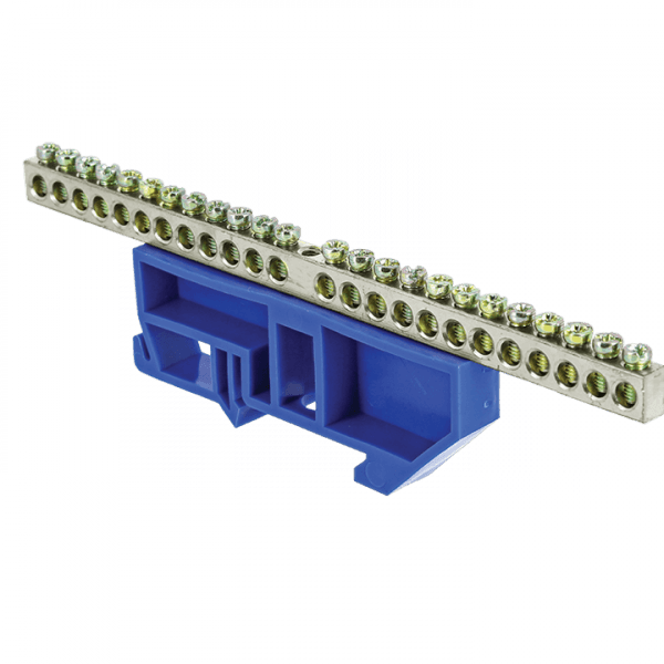 EKF PROxima Шина "0" N (6x9мм) 24 отв. цинк синий изолятор на DIN-рейку — миниатюра 1