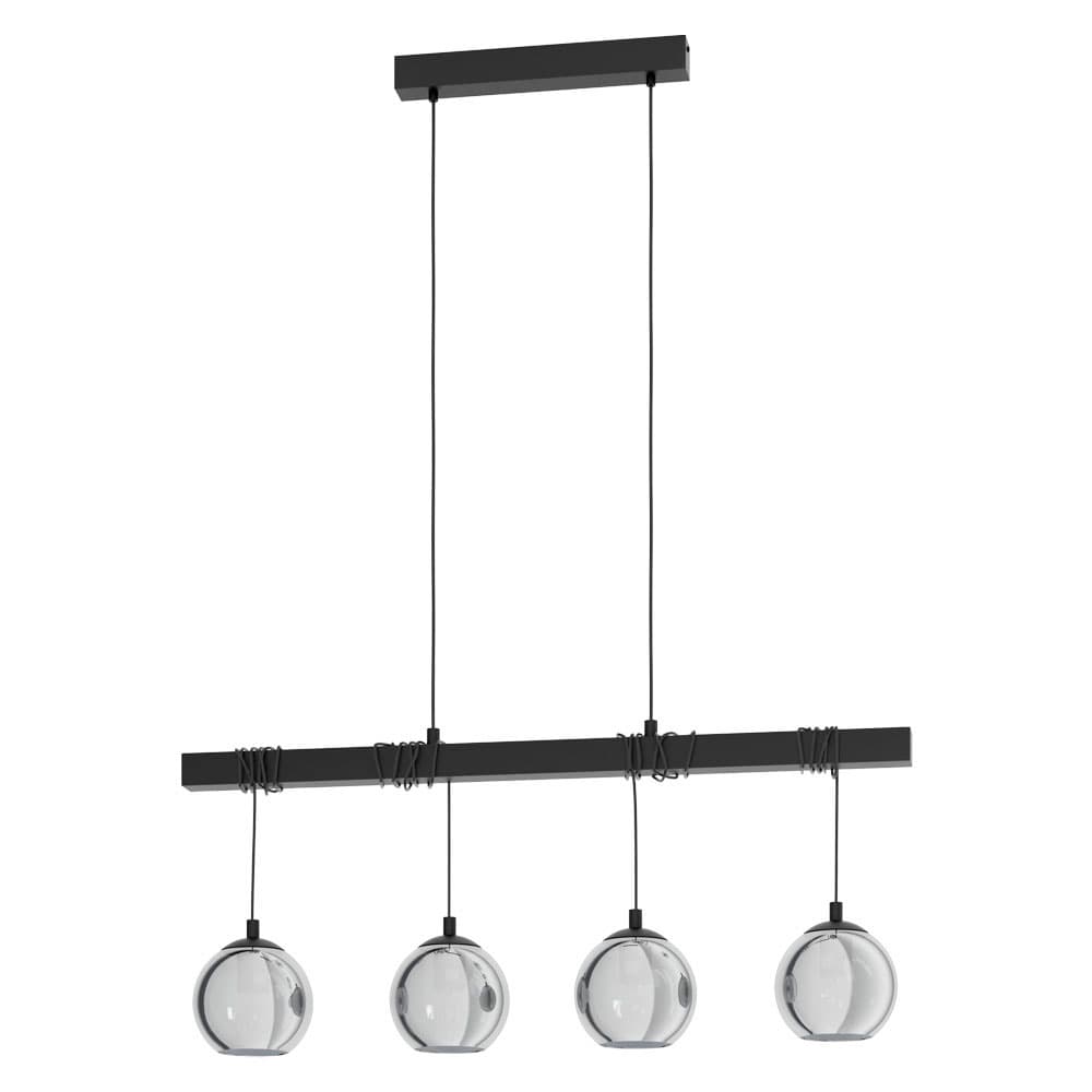 Eglo ARGALLO Подвес , 4х40W(E27), L1000, B230, H1500, сталь, черный/стекло c напылением, черный-прозрачный 39761