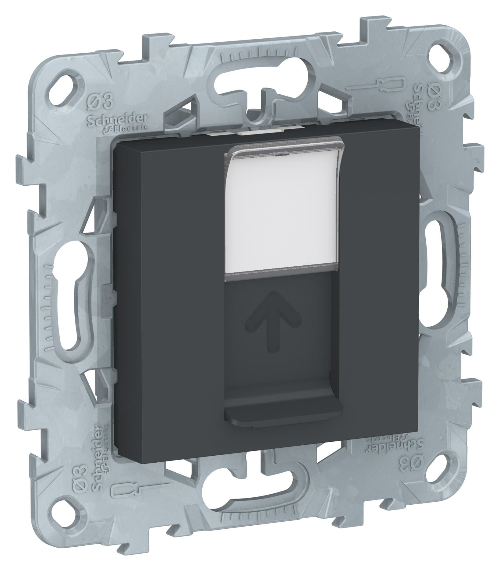 SE Unica New Антрацит Панель лицевая RJ45 Keystone/Systimax NU546154 — миниатюра 2