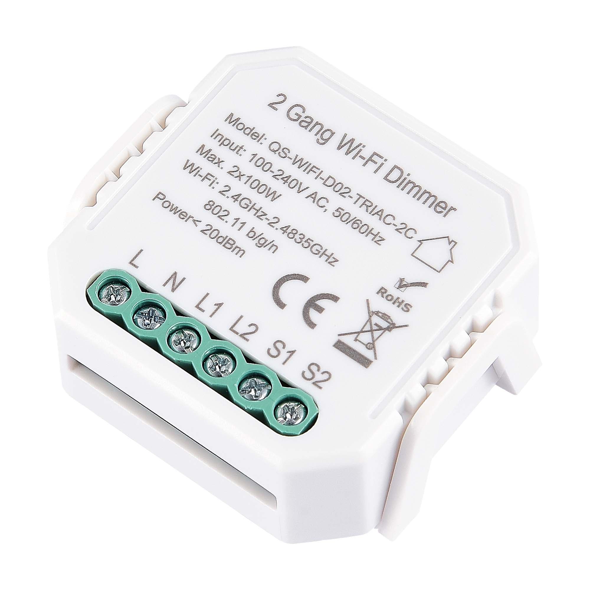 ST LUCE ST9000.500.02CDIM WIFI диммируемое реле 2 канала Белый - -*100W - Ra IP20 L46xW46xH18 230V