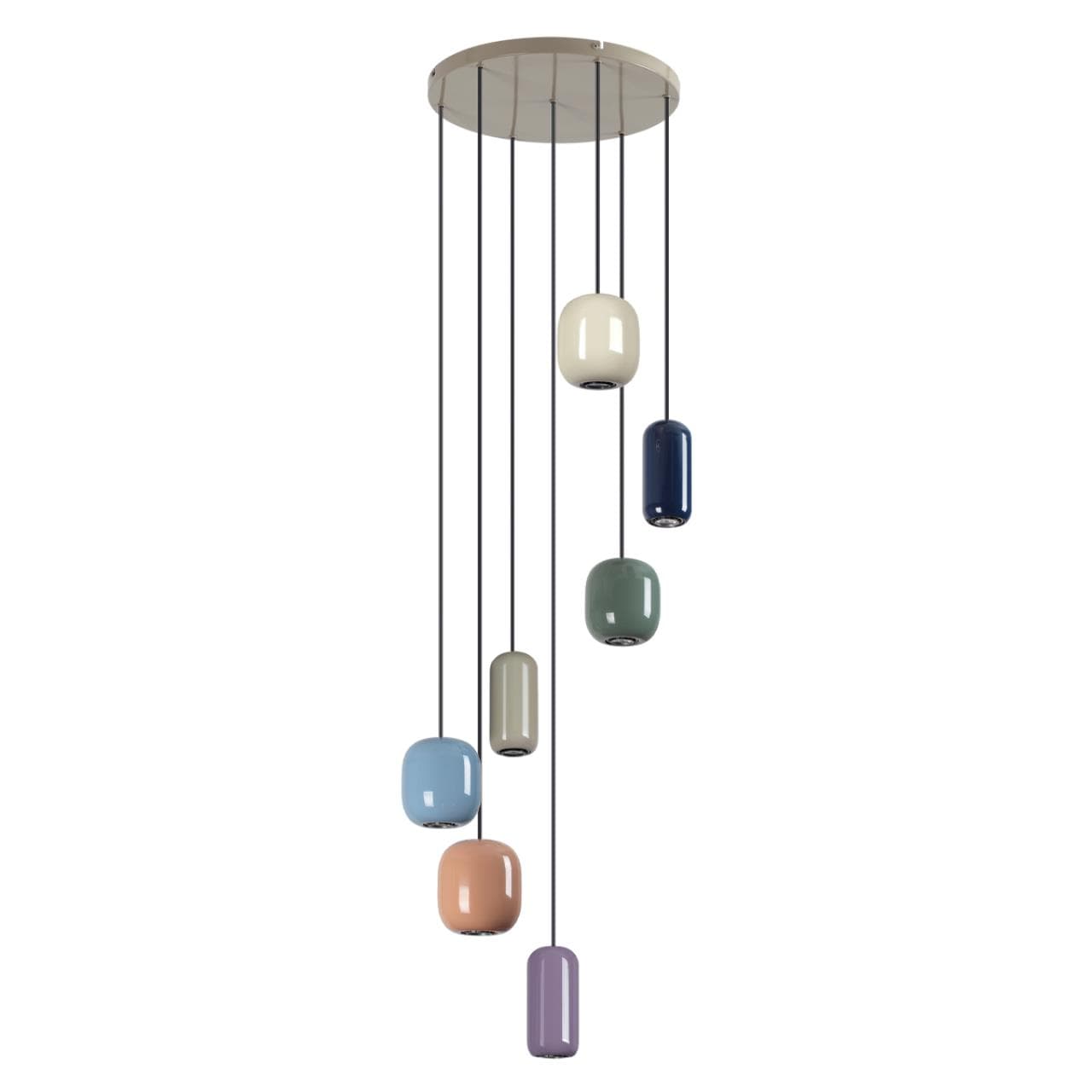 Odeon Light 5053/7 PENDANT ODL24 311 цвет слонов.кости/мультиколор/металл Подвес GU10 LED 7*4W OVALI