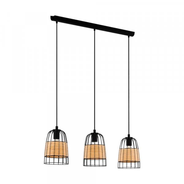 Eglo 43313 Подвес ANWICK, 3x40W(E27), сталь, черный/ротанг, натуральный