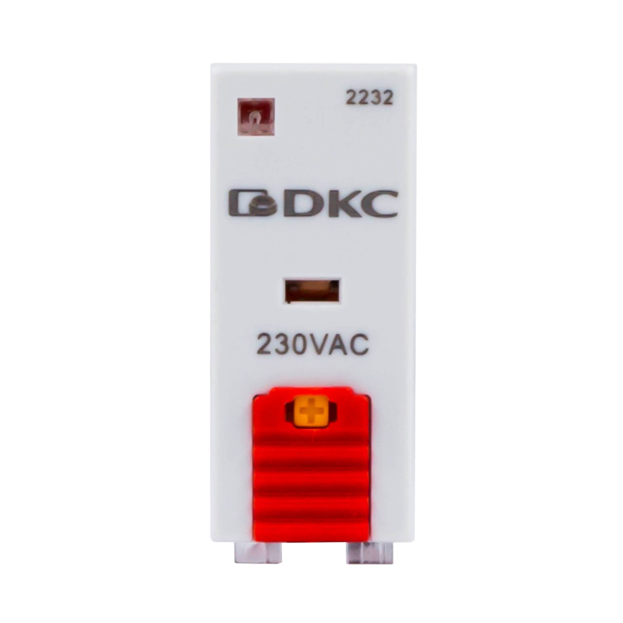 DKC Реле миниатюрное промышленное, 2CO, ком. ток 8А, AgSnO₂, напряжение 230VAC, опция: тест-кнопка+светодиод