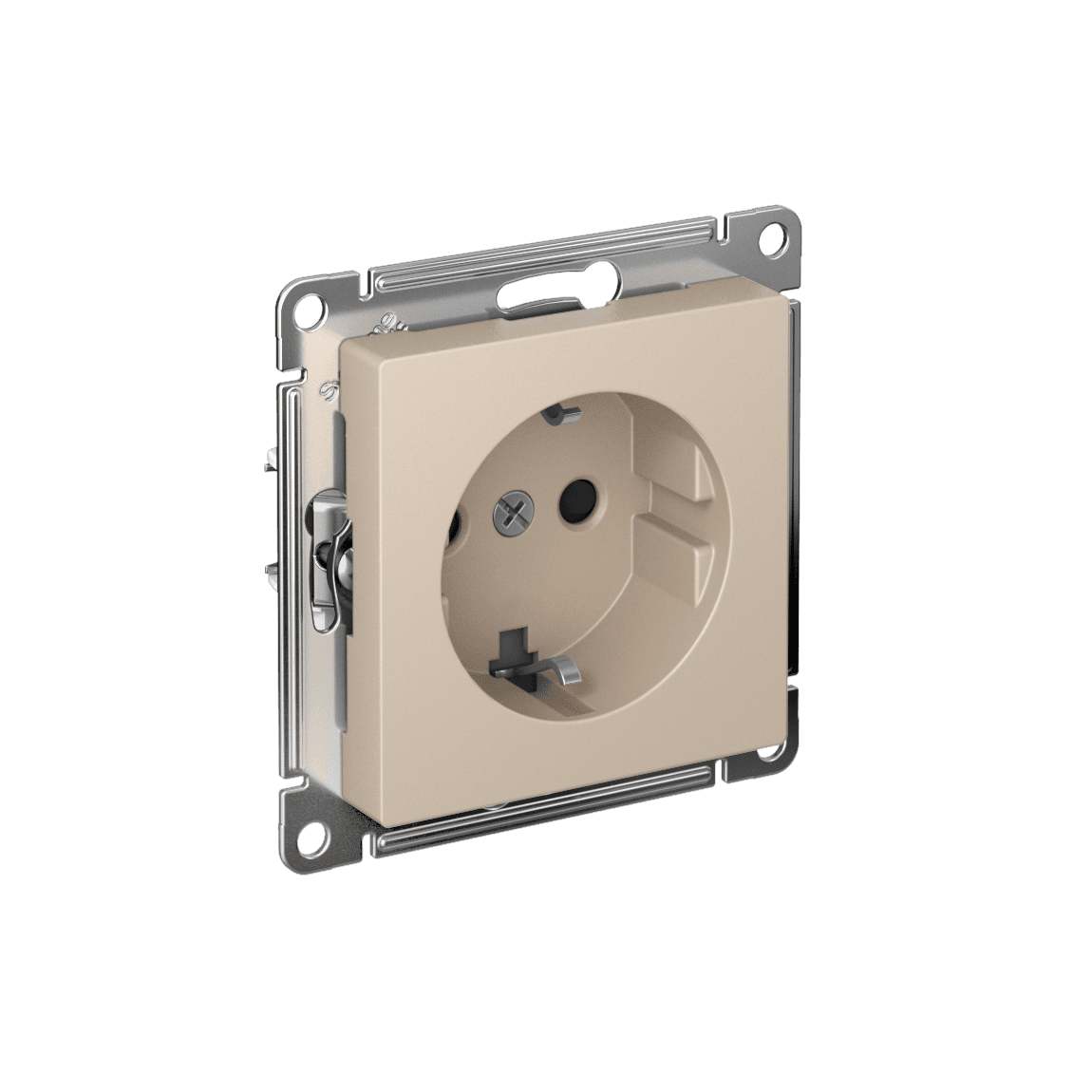 Systeme Electric AtlasDesign Песочный Розетка с заземлением со шторками, 16А, мех., быстрозажим. клем.