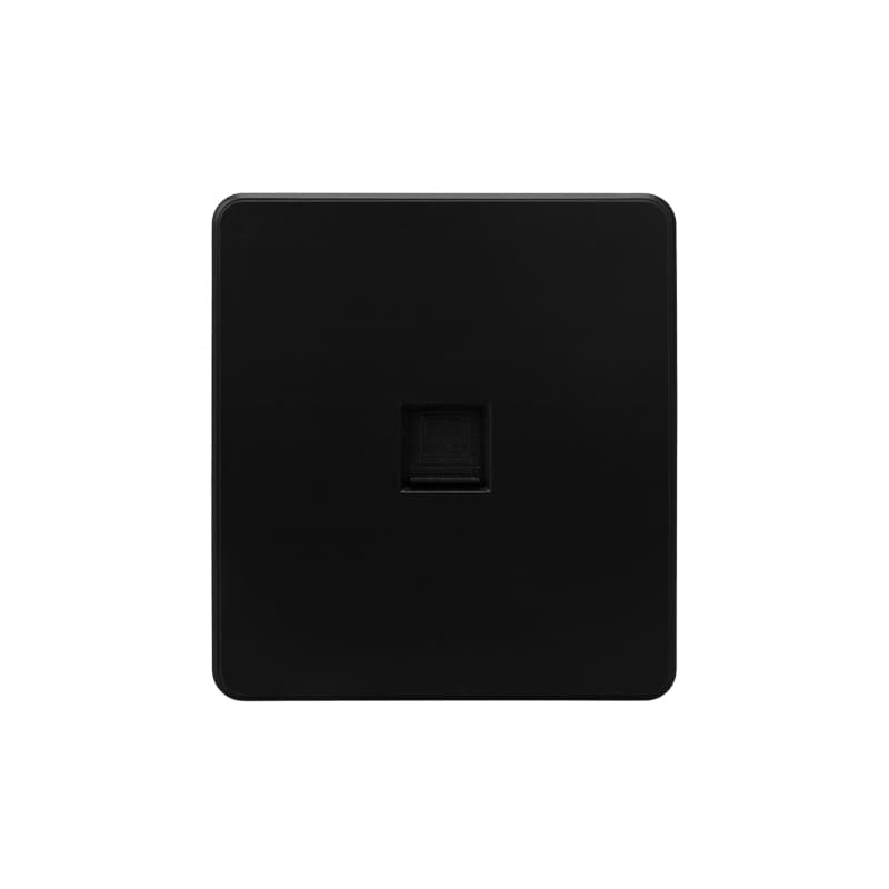KRANZ ROUND Розетка компьютерная RJ45 кат6 с/у оникс, с 1-пост. рамкой