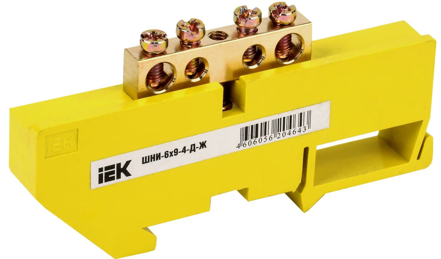 IEK Шина PE земля на DIN-изол ШНИ-6х9-4-Д-Ж — миниатюра 1