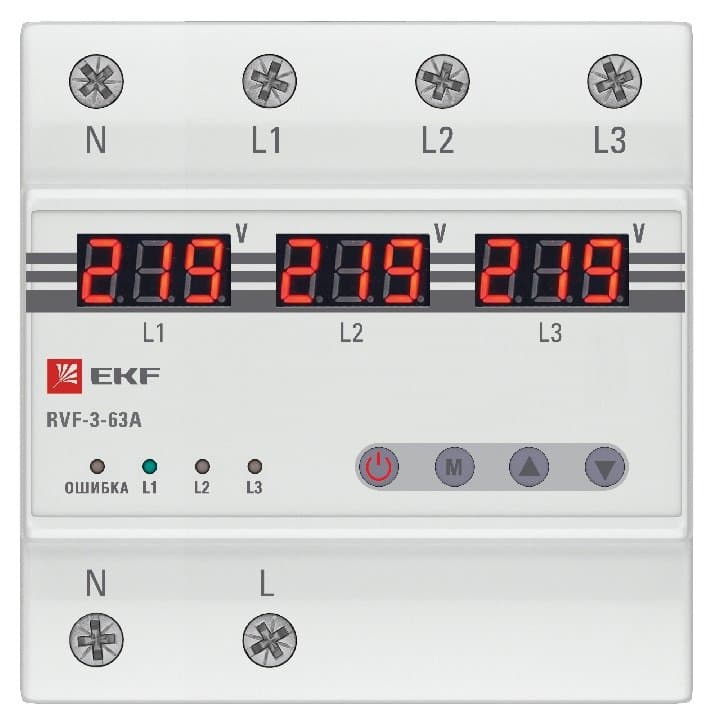 EKF PROxima Реле выбора фаз с дисплеем RVF-3-63А — миниатюра 2