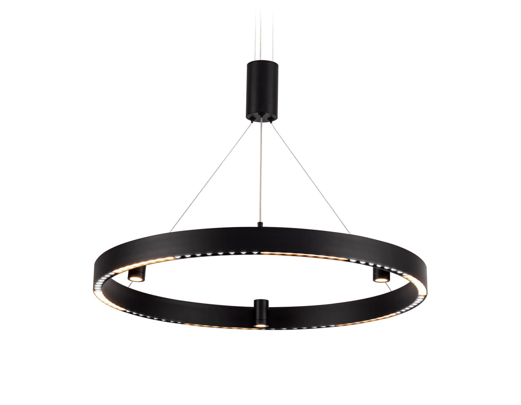 Ambrella Светильник подвесной светодиодный FL5845/1+3 BK черный 40W 3000K/4200K/6400K D600*1200 (без ПДУ) — миниатюра 1