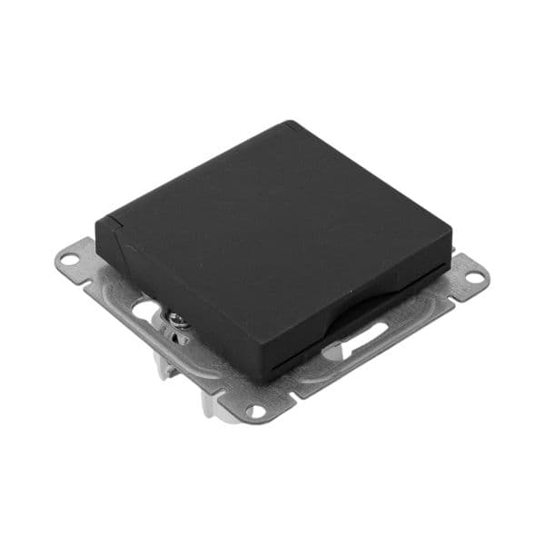 EKF Механизм розетки, 16А, IP44, с заземлением, со шторками, c крышкой, чёрный Эпика — миниатюра 16