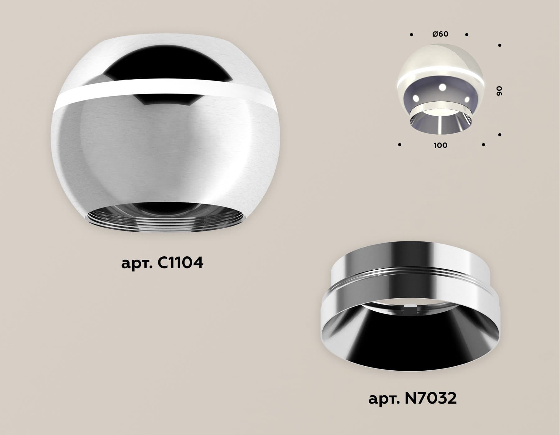 Ambrella Комплект накладного светильника XS1104002 PSL серебро полированное MR16 GU5.3 LED 3W 4200K (C1104, N7032) — миниатюра 3