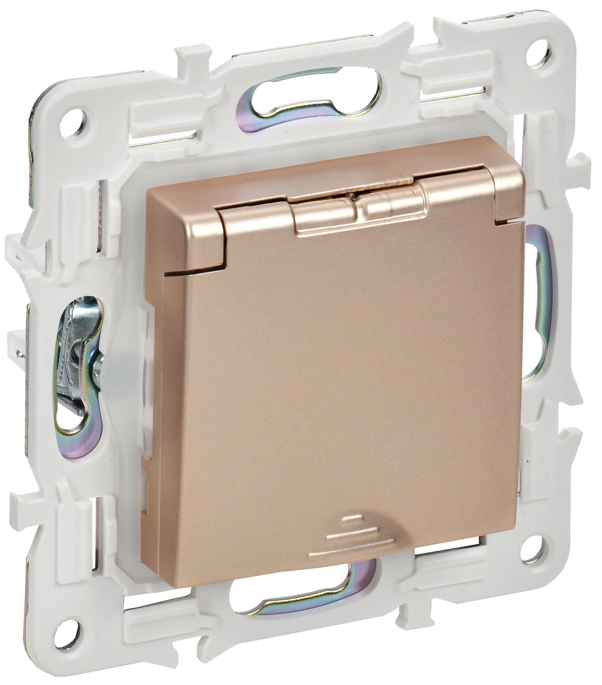 IEK SKANDY Песочный Розетка с/з с защитными шторками и крышкой 16А IP44 SK-R11Sa — миниатюра 1