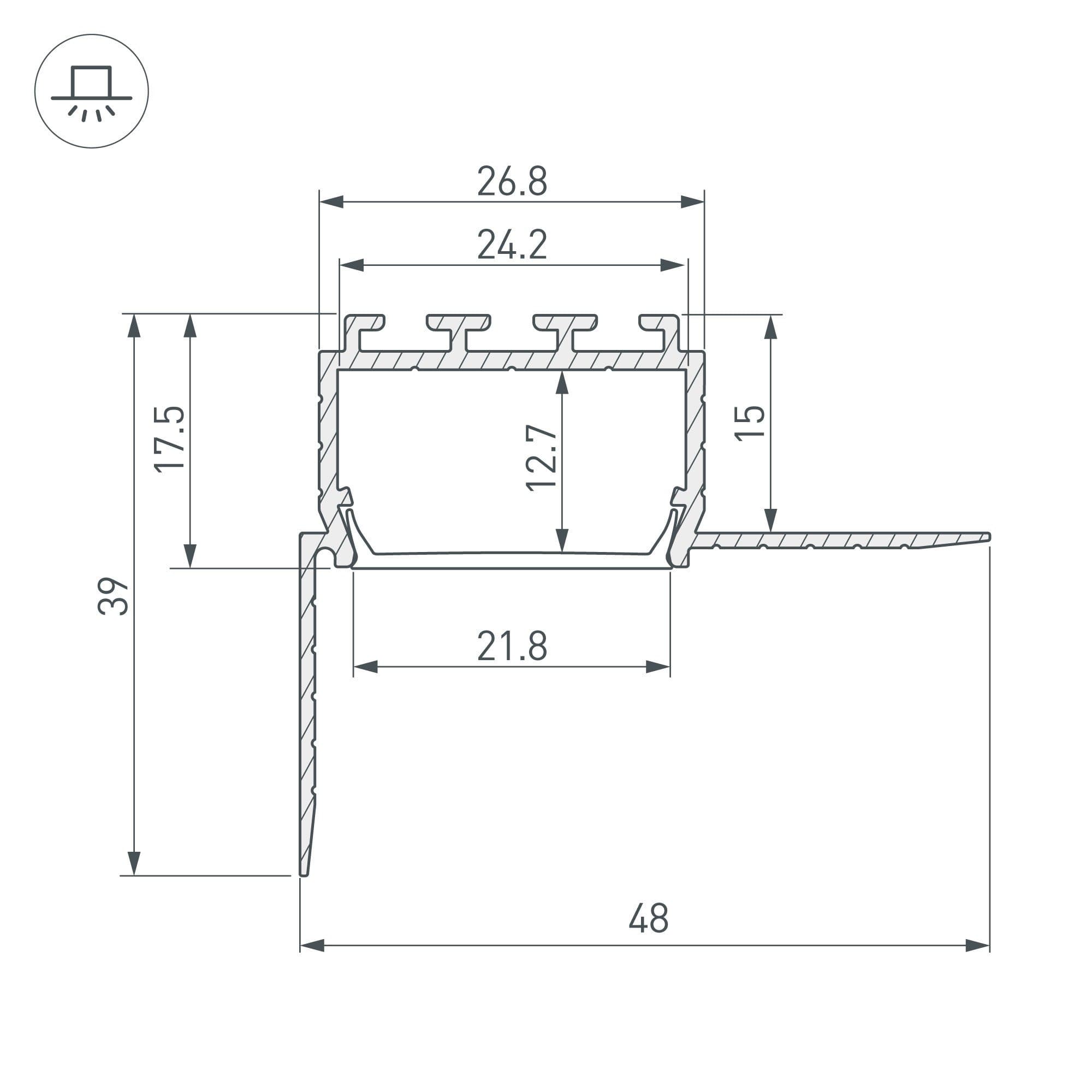 Arlight Профиль PLS45-F-HIDE-2000 (Алюминий) 026547 — миниатюра 3