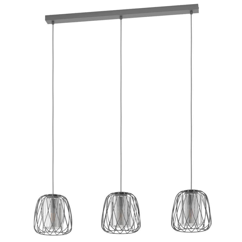 Eglo 99706 Подвесной потолочный светильник (люстра) FLORESTA, 3x40W, E27, L890, B190, H1100, сталь/стекло, черный/серый