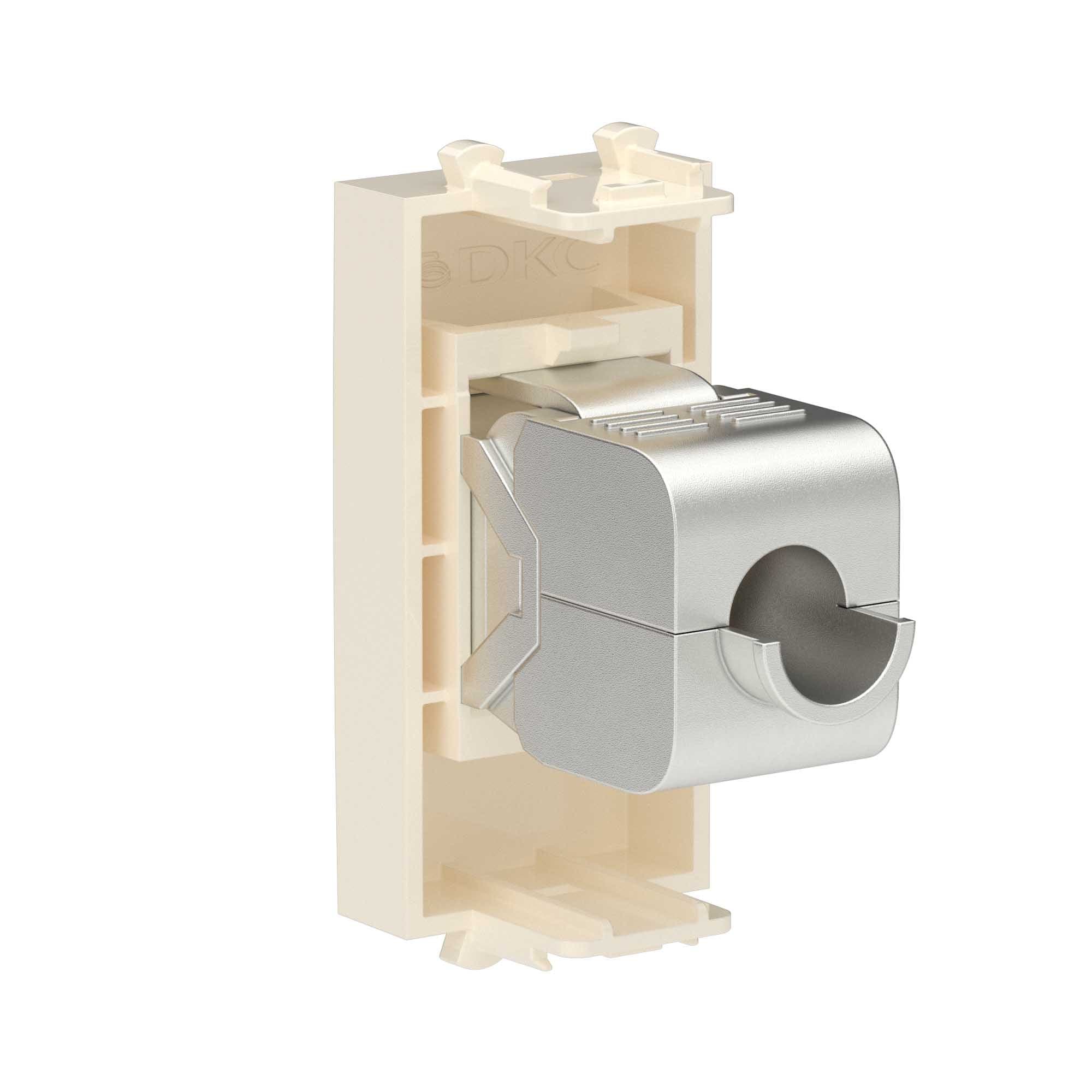 DKC Компьютерная розетка RJ-45 без шторки модульная, кат.5е экранированная, "Avanti", "Ванильная дымка", 1 модуль — миниатюра 3