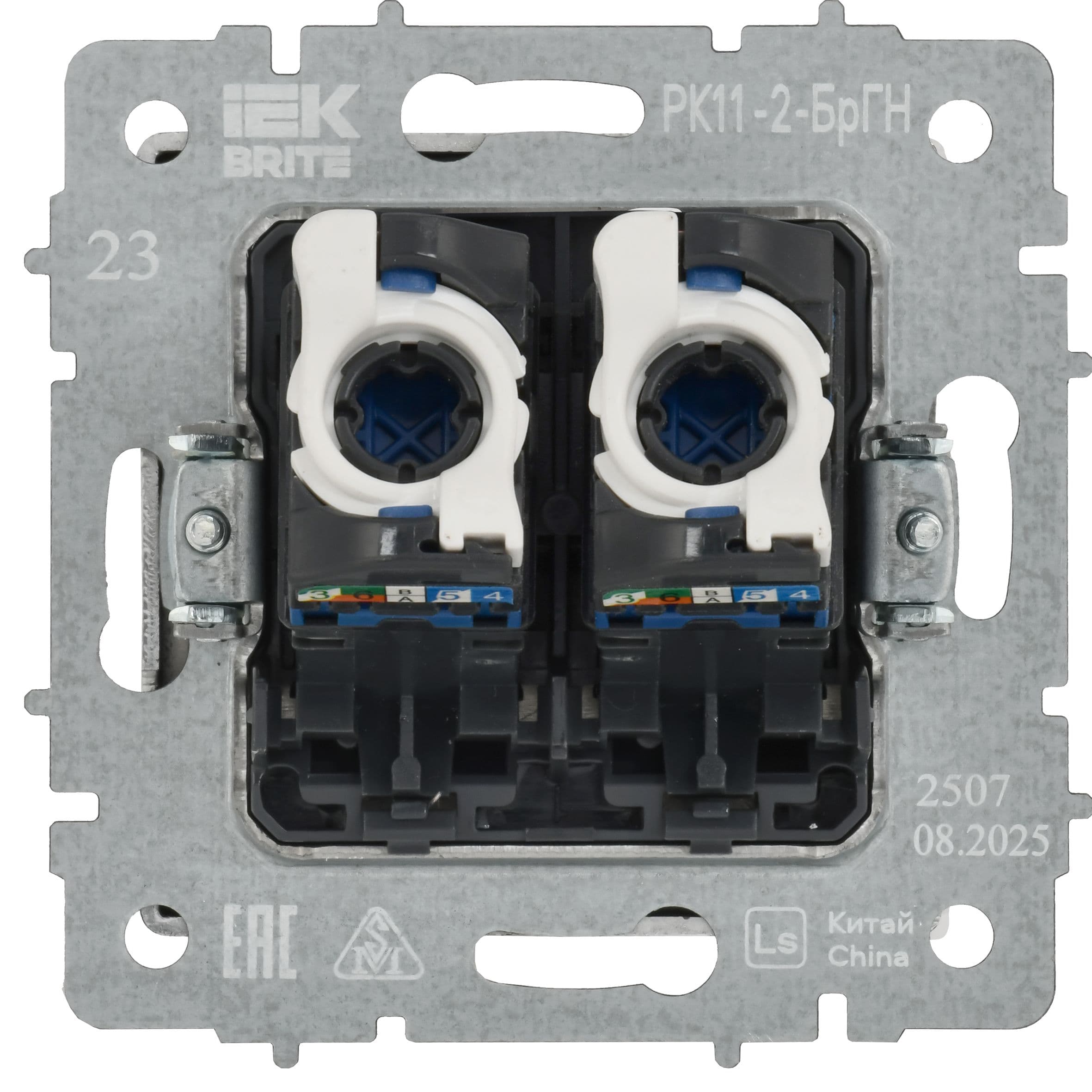 IEK BRITE Металл Хром/никель Роз. комп. 2-ая RJ45 кат.6 РК11-2-БрГН — миниатюра 2