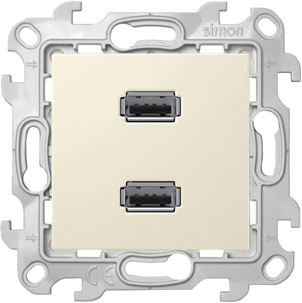 Simon 24 Слоновая кость Коннектор 2хUSB 2.0 тип A 2411090-031 — миниатюра 2