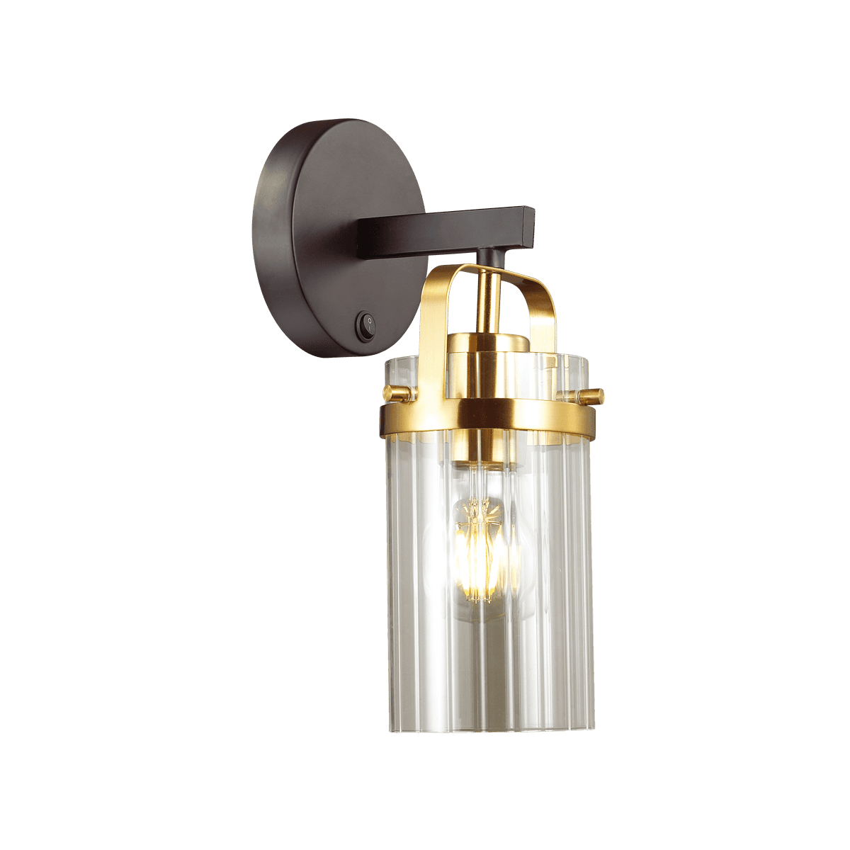 Odeon Light 4653/1W ODL20 569 черный/золотой/прозрачный Бра с выкл. E27 60W 220V KOVIS — миниатюра 2