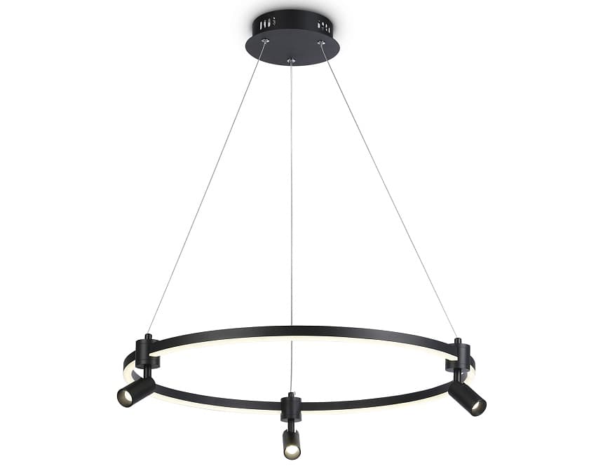 Ambrella Светильник светодиодный подвесной с пультом FL5293/1+3 BK черный 54W 3000K/4200K/6400K+4200K D600*1200 (ПДУ ИК)