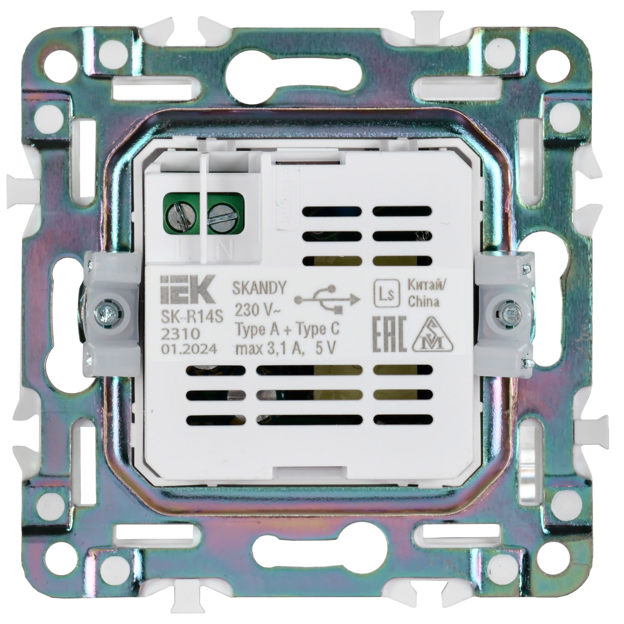 IEK SKANDY Серебряный Розетка USB A+C 3,1А SK-R14S — миниатюра 5