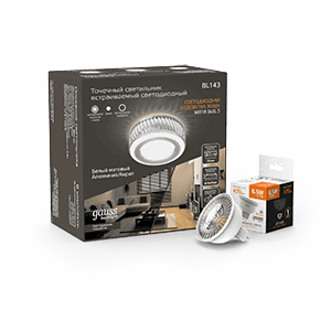 Gauss Набор Cветильник BL143 3W + Лампа MR16 6,5W 470lm 3000K GU5.3 LED BL143P