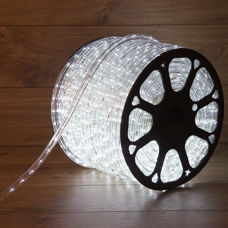 NEON-NIGHT Дюралайт LED, свечение с динамикой (3W) - белый, 36 LED/м, бухта 100м 121-325