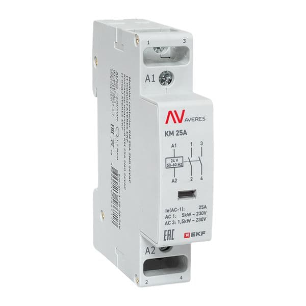 EKF Контактор модульный КМ 25А 2NO 24В АС (1 мод.) AVERES