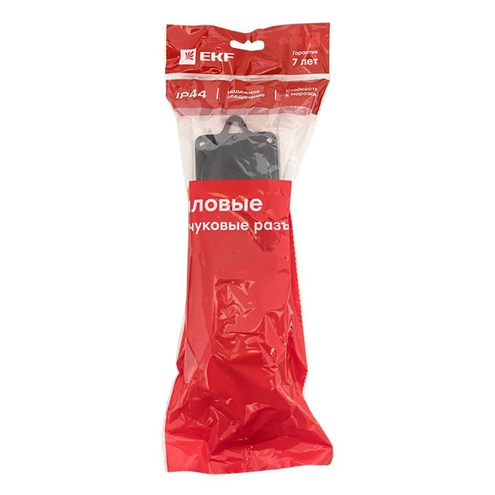 EKF Basic Розетка (колодка) трехместная с защит. крышками каучуковая 230В 2P+PE 16A IP44 — миниатюра 3