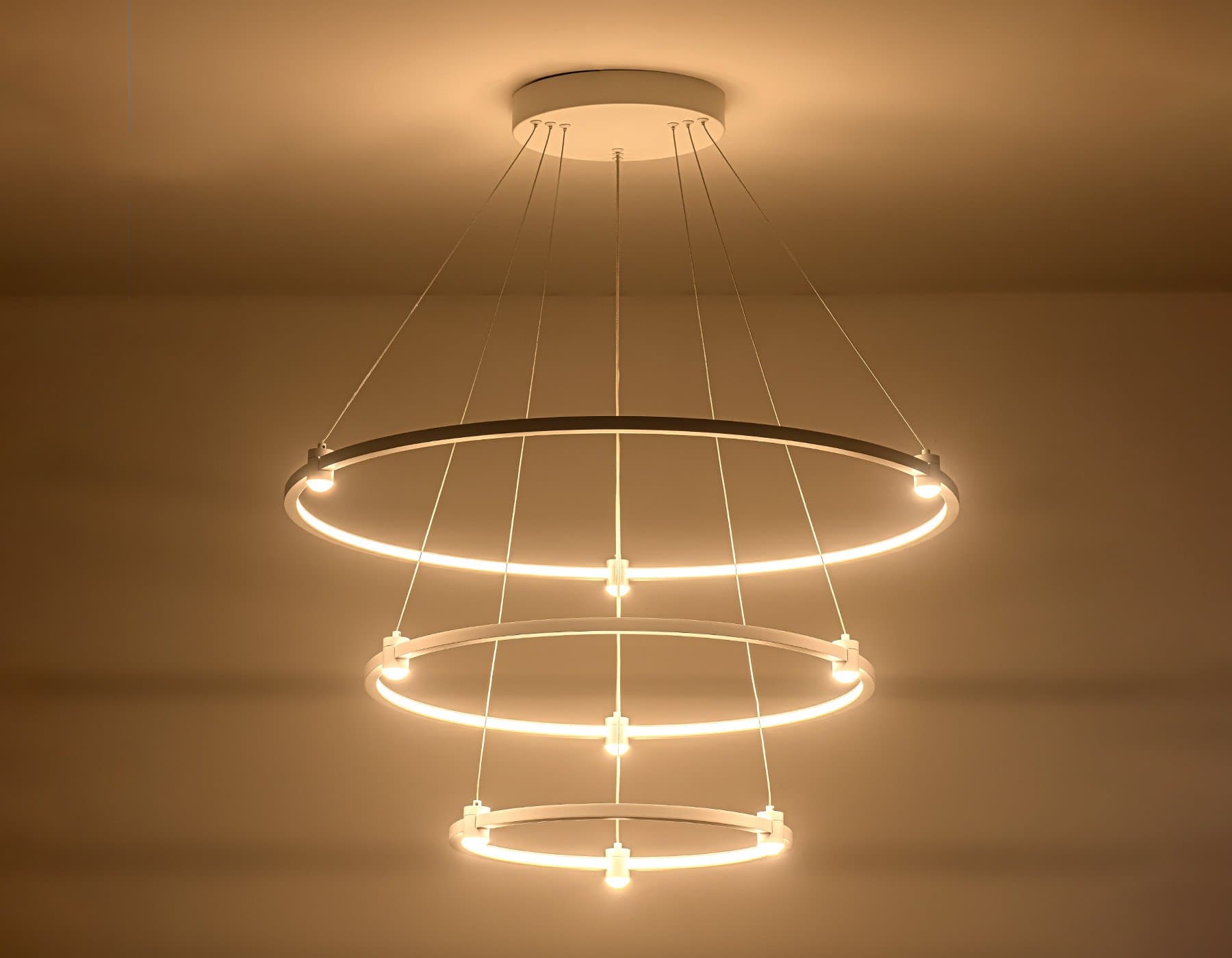 Ambrella Светильник подвесной светодиодный FL5511/3+9 WH белый 90W 3000K/4200K/6400K D800/600/400*1300 (без ПДУ) — миниатюра 4