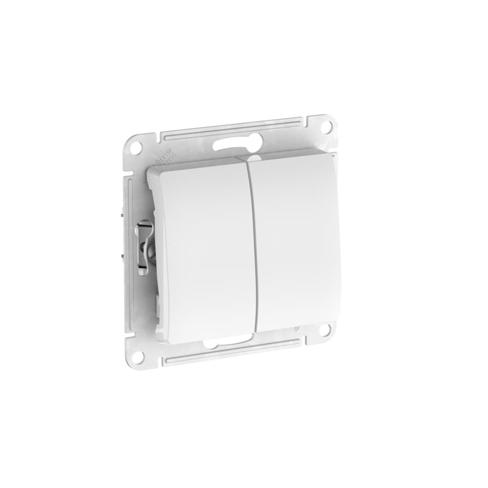 Systeme Electric Glossa Белый Выключатель 2-клавишный, сх.5, 10АХ, мех., быстрозажим. клем.