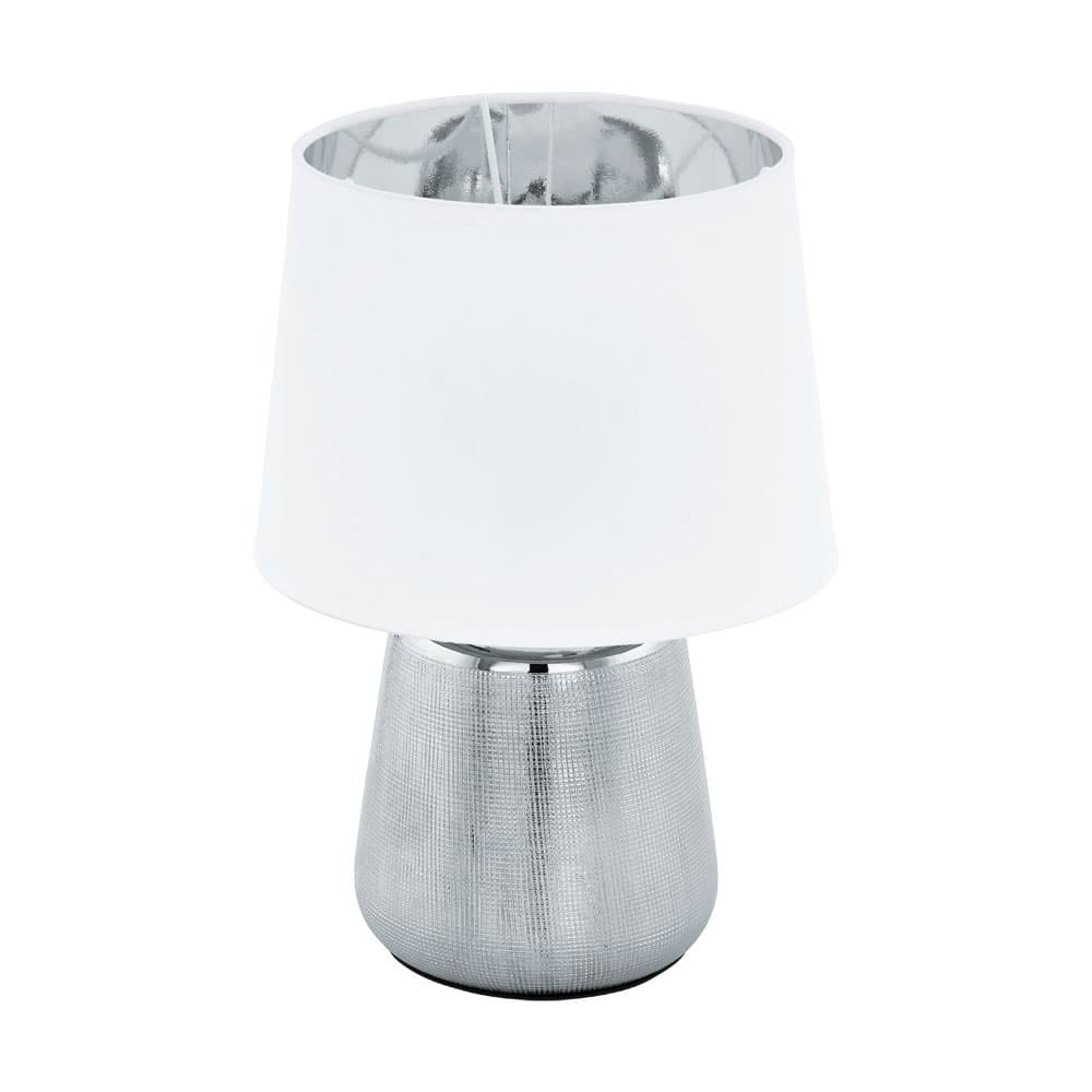 Eglo 99329 Настольная лампа MANALBA 1, 1х40W(E14), 200, H300, керамика, серебро/текстиль, белый, серебро