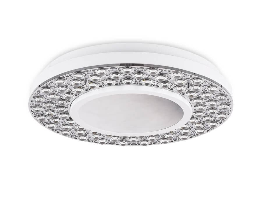Ambrella Потолочный светодиодный светильник с пультом FA9448 WH/CH белый/хром 102W D500*85 (ПДУ РАДИО 2.4) — миниатюра 1