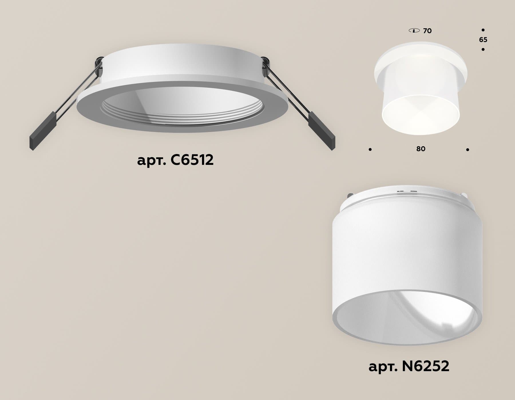 Ambrella Комплект встраиваемого светильника с акрилом XC6512067 SWH/FR белый песок/белый матовый MR16 GU5.3 (C6512, N6252) — миниатюра 2