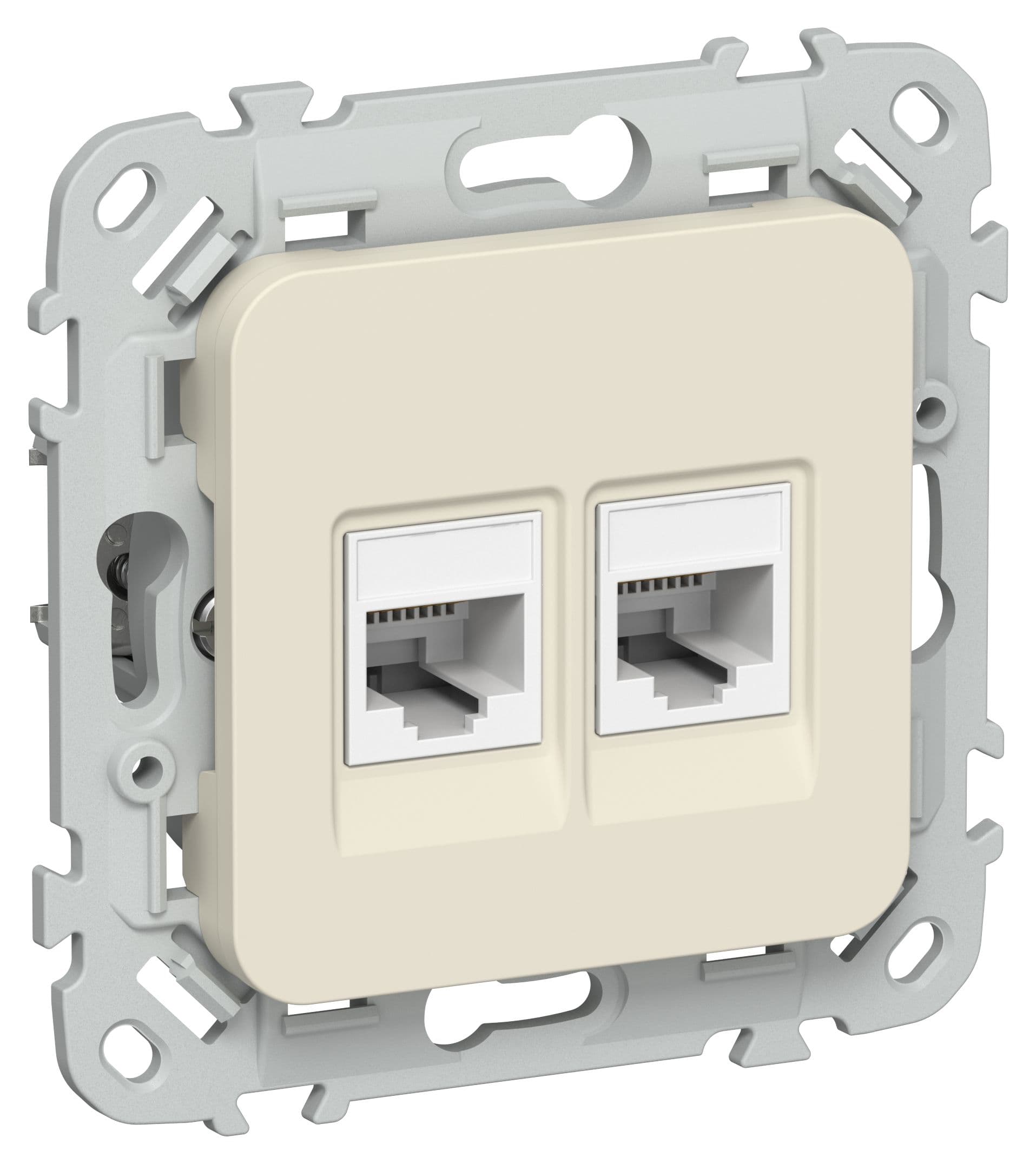 IEK FLITE Сливочный Розетка 2-местная компьютерная RJ45 категория 5Е UTP — миниатюра 1