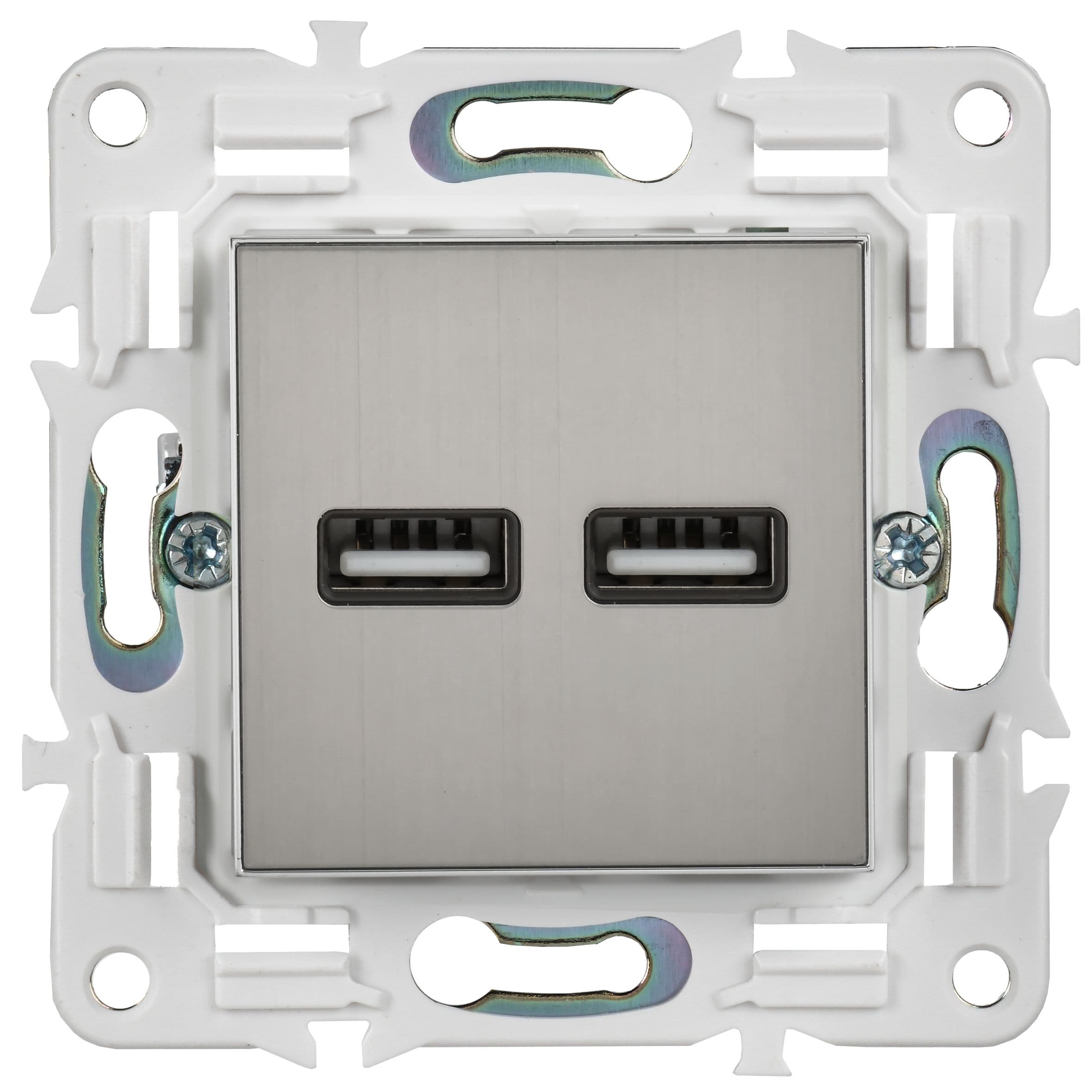 IEK SKANDY Никель Розетка USB A+A 3,1А SK-R15N — миниатюра 2