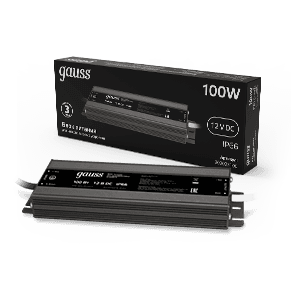 Gauss Блок питания для светодиодной ленты пылевлагозащищенный 100W 12V IP66 5 202023100 — миниатюра 1