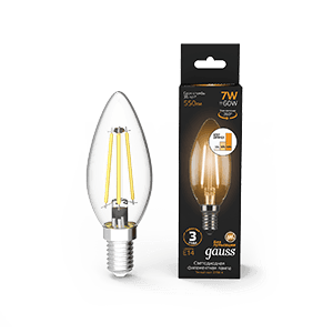Gauss Лампа Filament Свеча 7W 550lm 2700К Е14 шаг. диммирование LED 103801107-S — миниатюра 1