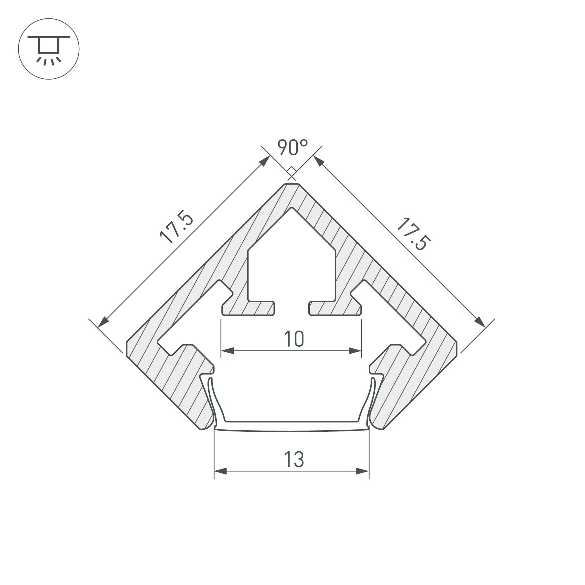 Arlight Профиль PDS45-KUB-2000 ANOD (Алюминий) 021646 — миниатюра 6